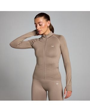 Mp Shape Seamless Zip Through Jacket - Brown