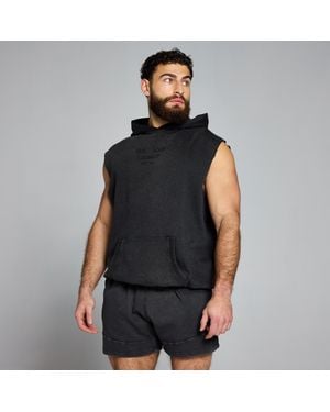 Mp Origin Washed Graphic Sleeveless Hoodie - Black