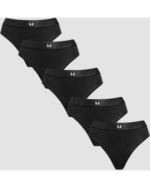 Mp Mid Rise Thong (5 Pack) - Black