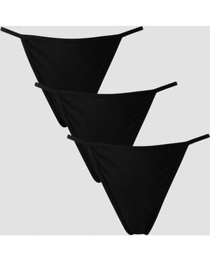 Mp Tanga De Talle Medio Para Mujer De (Paquete De 3) - Negro