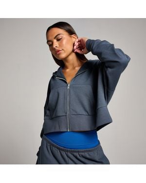 Mp Sudadera Corta Con Capucha Y Cremallera Integral Teo Para Mujer De - Azul