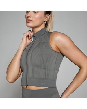 Mp Teo Ultra Geometric Seamless Zip Tank Top - Grey