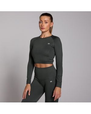 Mp Shape Seamless Long Sleeve Crop Top - Grey