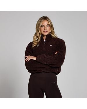 Mp Cropped Borg 1/4 Zip Fleece - Brown