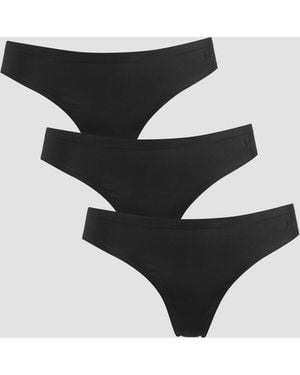Mp Mid Rise No Vpl Thong (3 Pack) - Black