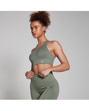 Mp Sujetador Asimétrico Acanalado Sin Costuras Teo Para Mujer De - Verde