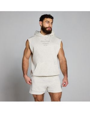 Mp Origin Washed Graphic Sleeveless Hoodie - Natural