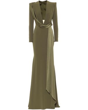 Alex Perry Arlo Drape-detailed Crepe Gown - Green