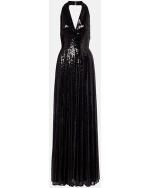 Elie Saab Open-Back Sequined Tulle Gown - Black