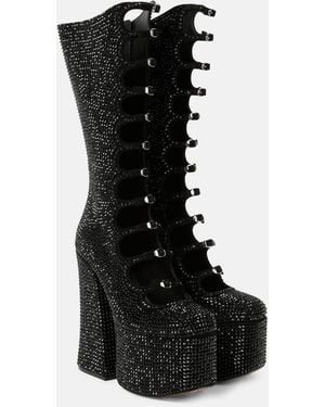 Marc Jacobs Kiki Embellished Suede Platform Knee-High Boots - Black