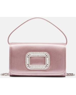 Roger Vivier Pilgrim Micro Embellished Satin Vanity Bag - Pink