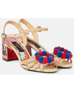 Dolce & Gabbana 60 Slingback Raffia Sandals - Multicolour