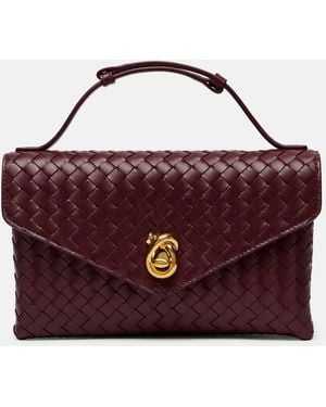 Bottega Veneta Knot Lock Leather Crossbody Bag - Purple