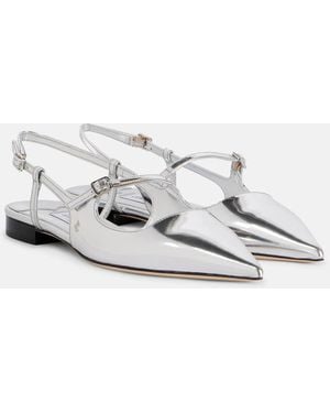 Jimmy Choo Didi Metallic Leather Slingback Flats - White
