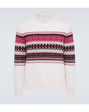 ZEGNA Intarsia Cashmere Turtleneck Sweater - Red
