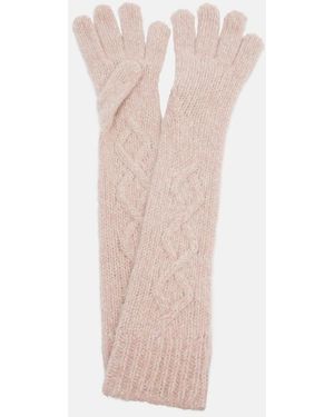 Moncler Embroidered Alpaca-Blend Gloves - Pink