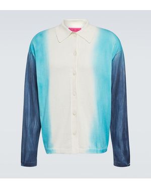 The Elder Statesman Cotton And Cashmere Cardigan - Blue