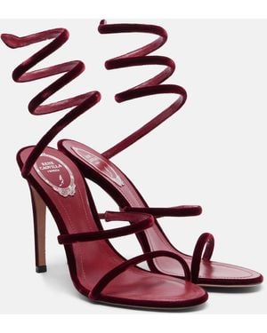 Rene Caovilla Cleo 105 Velvet Sandals - Pink