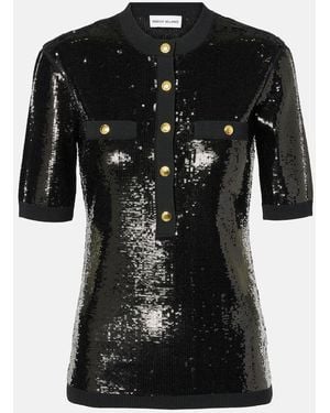 Rebecca Vallance Devyn Sequined Top - Black