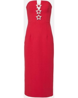 Rebecca Vallance Akari Embellished Strapless Crepe Midi Dress - Red