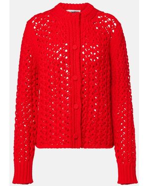 Jil Sander Open-Knit Wool Cardigan - Red