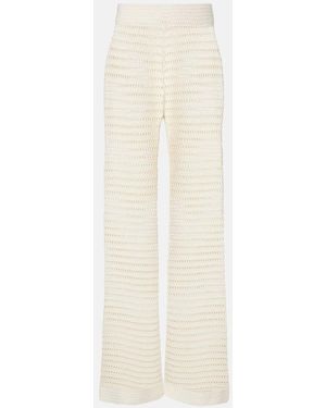 Leset Lucy Crochet Mid-Rise Straight Pants - White