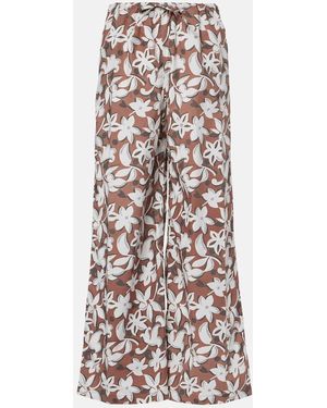 Faithfull the Brand Freja Floral Cotton Wide-Leg Pants - Brown