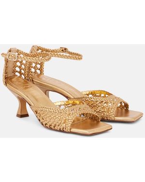 Souliers Martinez Veronica 55 Woven Leather Sandals - Metallic
