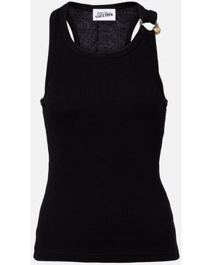 Jean Paul Gaultier Piercing Cotton Jersey Tank Top - Black