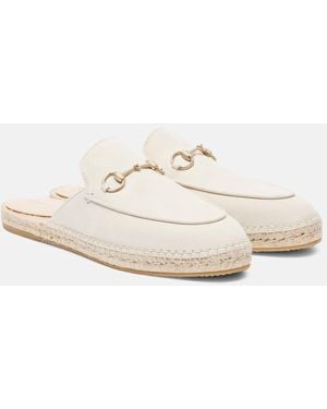 Gucci Cleo Suede Espadrille Mules - White