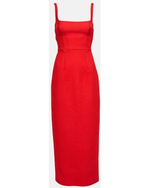 Emilia Wickstead Martel Cloque Midi Dress - Red