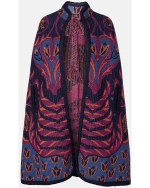 Etro Jacquard Wool And Cotton-Blend Cape - Purple