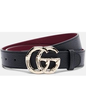 Gucci Gg Leather Belt - Black