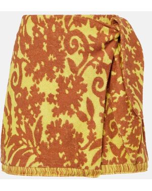 ALÉMAIS Amarillo Printed Cotton-Blend Wrap Skirt - Metallic
