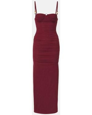 SIR. Toni Ruched Mesh Maxi Dress - Red