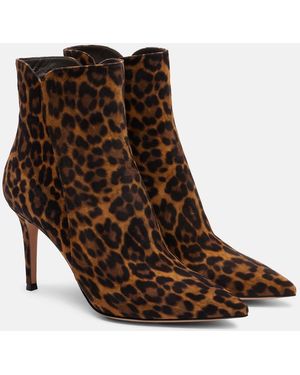 Gianvito Rossi Levy 85 Leopard-Print Suede Ankle Boots - Brown