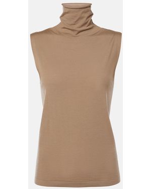 The Row Ikatu Wool Jersey Turtleneck Top - Natural