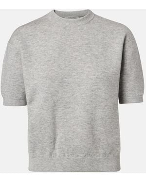 Max Mara Knitted Wool And Cashmere-Blend T-Shirt - Grey
