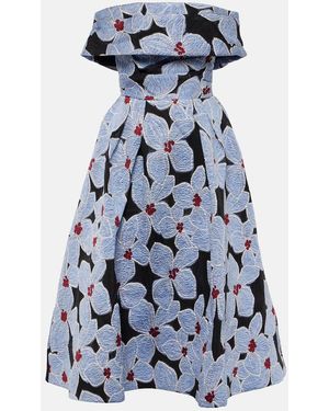 Rebecca Vallance Georgina Floral-Embroidered Midi Dress - Blue