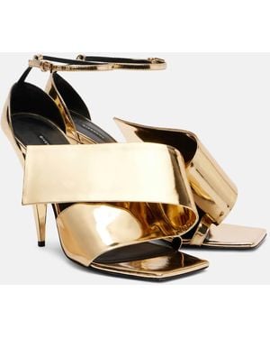 Givenchy Sliced Square 90 Patent Leather Sandals - Metallic