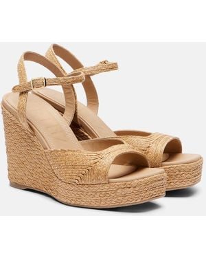 Souliers Martinez Summer Raffia Espadrille Wedges - Natural