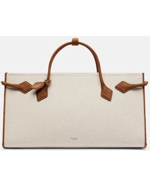 Alaïa Le Teckel Leather-Trimmed Canvas Tote Bag - Natural