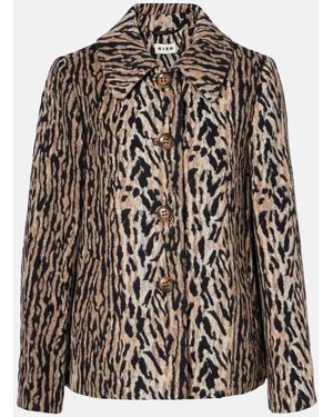 RIXO London Leila Leopard-Print Jacket - Black