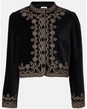 RIXO London Denver Embroidered Cotton Jacket - Black