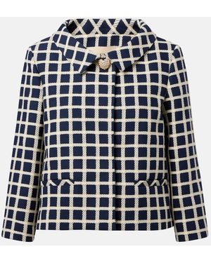 Valentino Checked Wool And Cotton-Blend Jacket - Blue