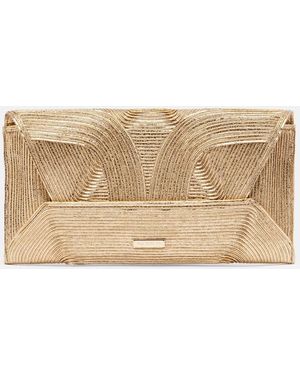 Aquazzura Vacanza Mini Leather-Trimmed Raffia Clutch - Natural