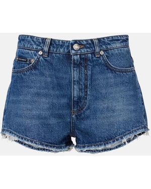 Dolce & Gabbana Frayed Denim Shorts - Blue