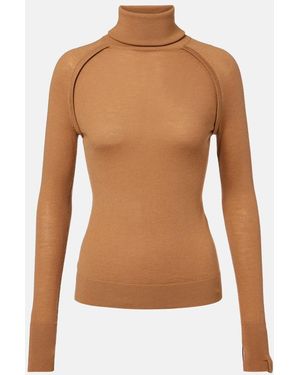 Victoria Beckham Wool Turtleneck Sweater - Brown