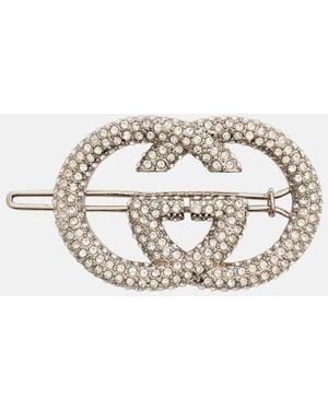 Gucci Interlocking G Embellished Barrette - Metallic