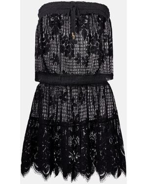 Melissa Odabash Isla Floral Shirred Minidress - Black
